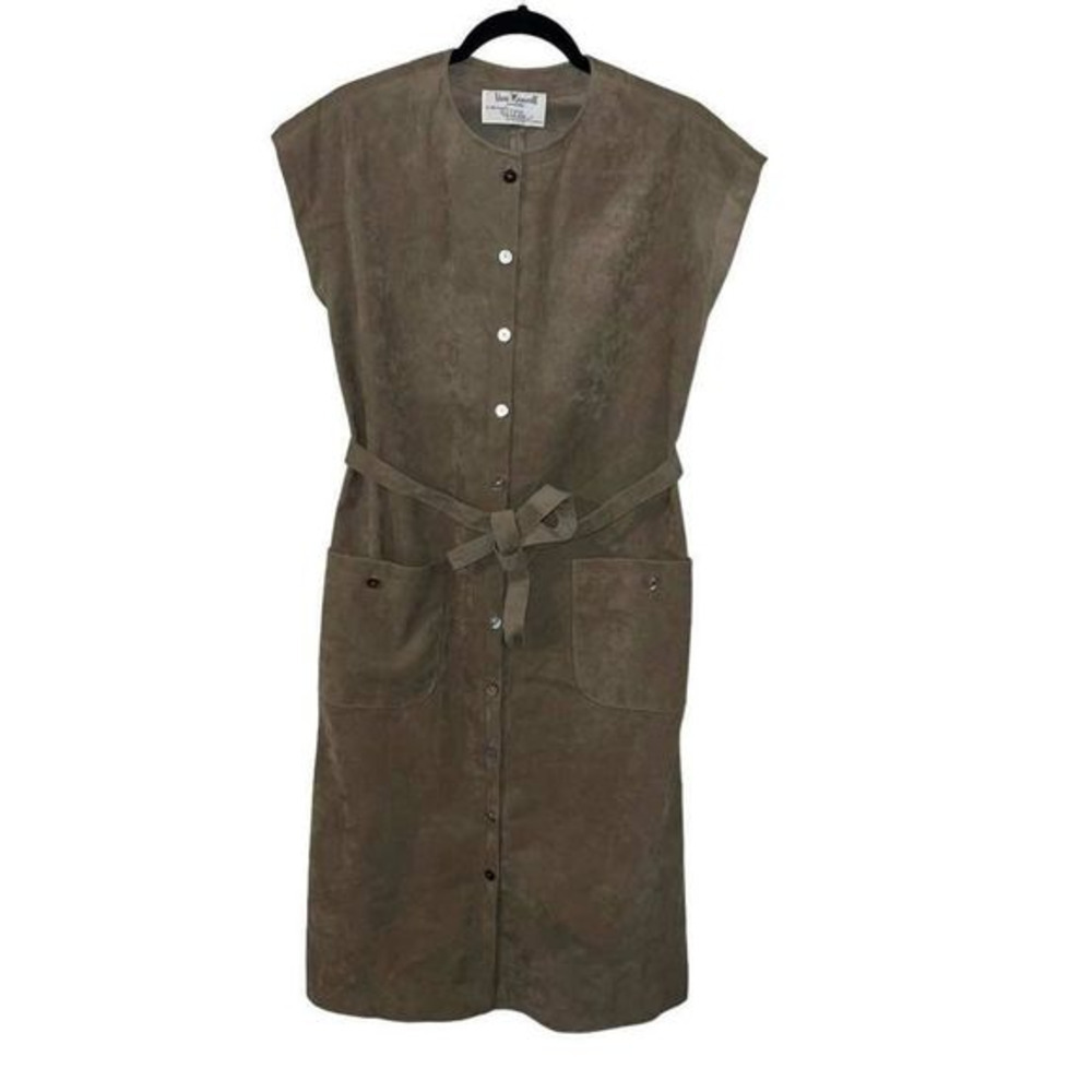 Vintage Vera‎ Maxwell light Ultra Suede Shirt Secretary belted pockets Dress